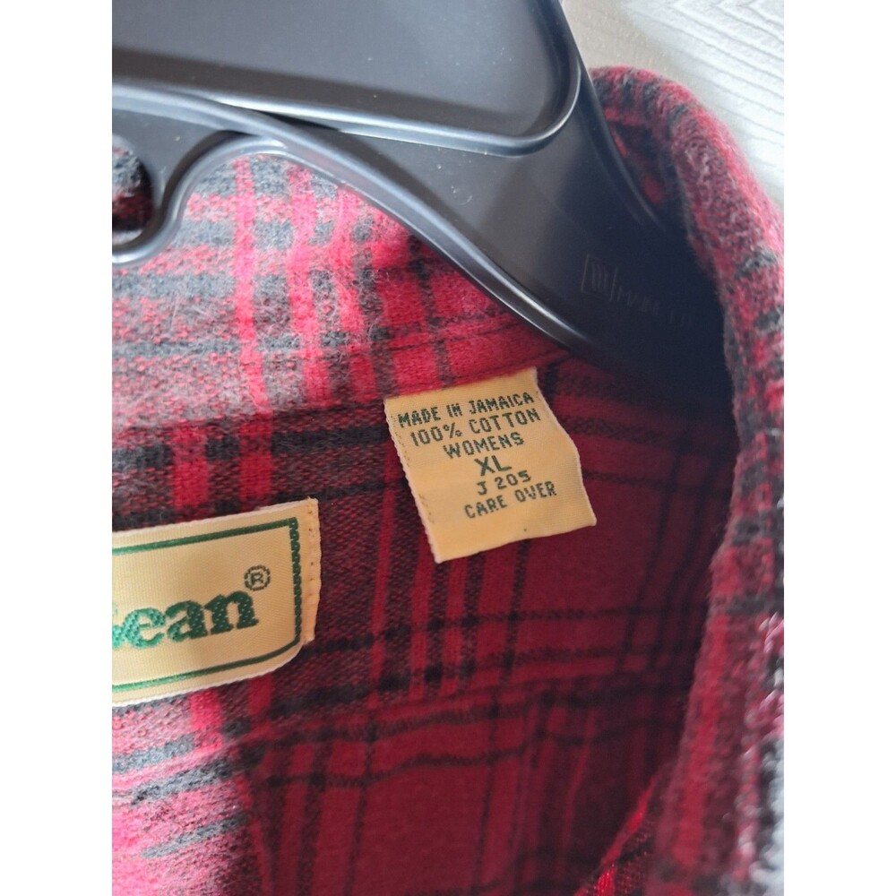 L.L. Bean Womens XL Red Flannel Vintage 90s/80s Button Front Shirt Thick - Picture 8 of 14
